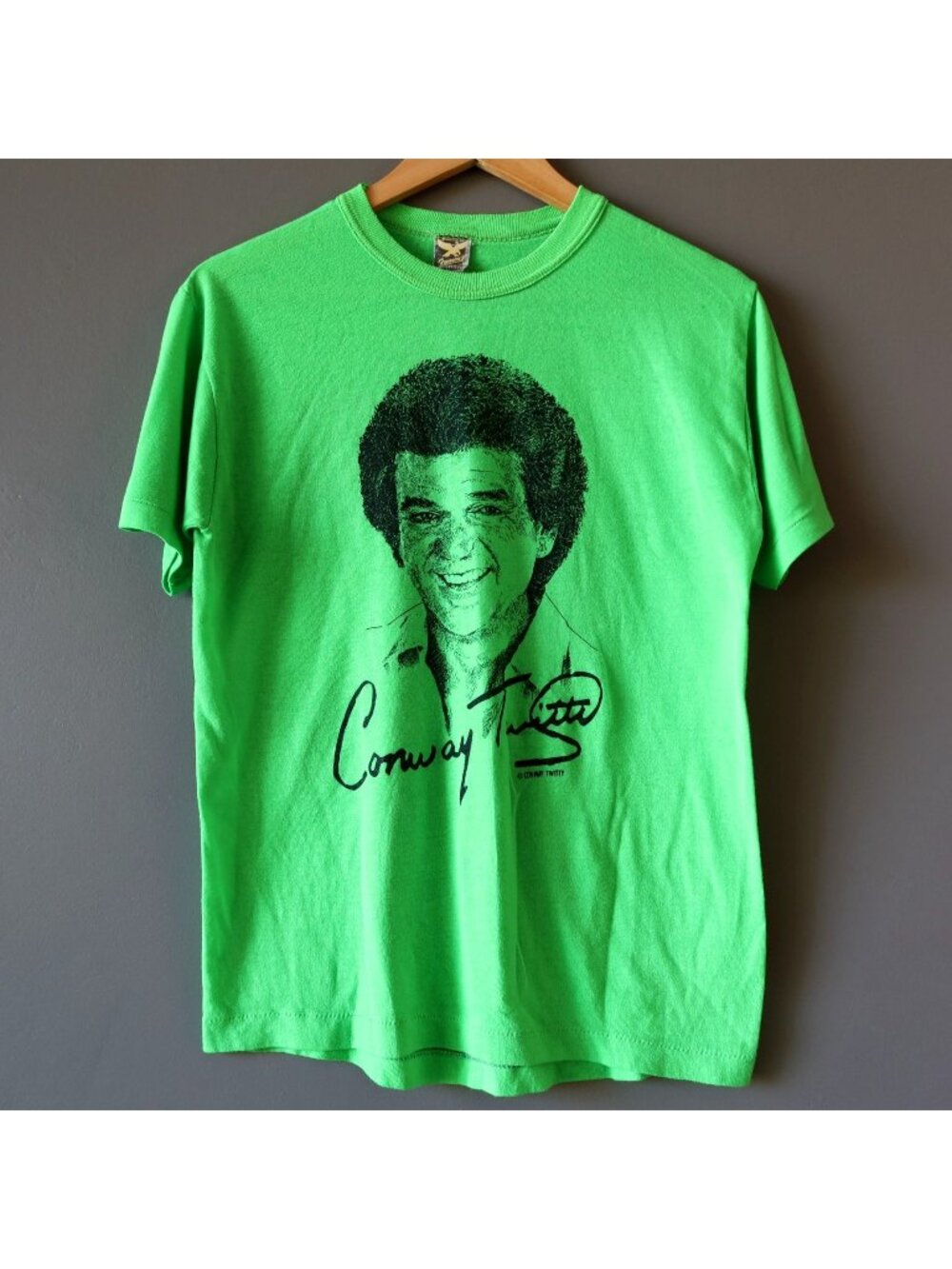 Conway Twitty Promo T-Shirt Kelly Green Vintage Country USA Rare Retro M